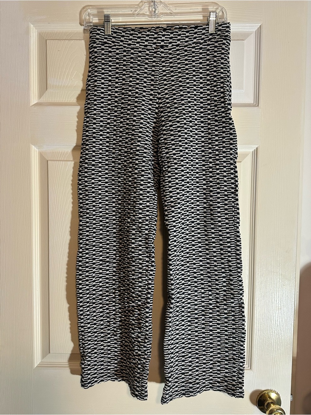 Zara Black & White Geometric Wide-Leg Pants